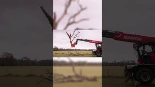 Remote driving and operation of Manitou rotating telescopic handler with Woodcracker grapple saw