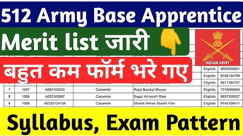 512 Army Base Apprentice Merit list 2022, 512 Army Base Apprentice Written Exam, Syllabus PDF