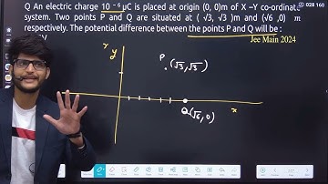 An electric charge 10 − 6 μ C 10 − 6 𝜇 𝐶  is placed at origin (0, 0) m of X –Y co-ordinate system. T