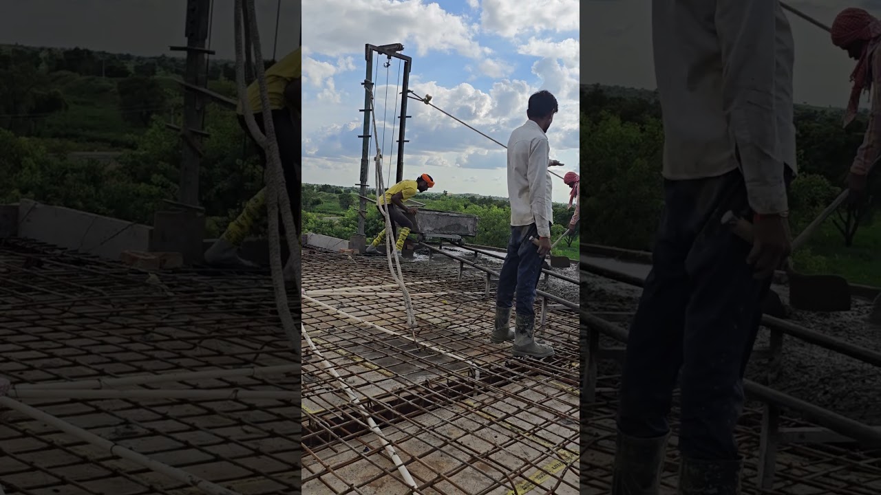 rcc slab casting concreting by manually 