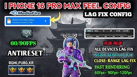 Bgmi lag Fix config 4.1, Super smooth +90fps+120fps config,bgmi+pubg+kr,pubg lag fix config