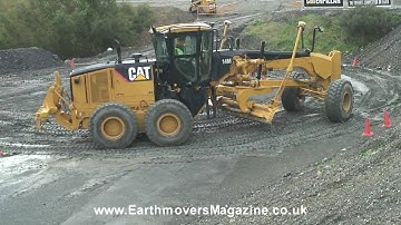 Cat 14M grader test in the rain