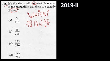 2019 II Q 115 Probability: NDA 2019-II: If a fair die is rolled 4 times, then what is the probabilit