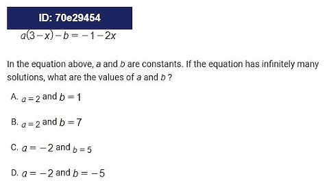 a(3-x)-b=-1-2x If the equation has infinitely many solutions, what are the values of a and b?