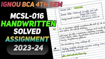 MCSL-016 Handwritten Solved Assignment 2023-24 || IGNOU BCA 4th Semester Handwritten Assignment 2023