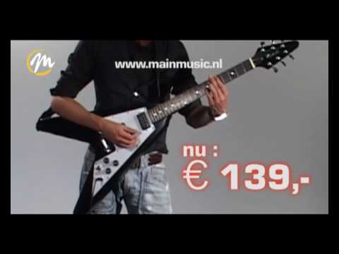 Lang puzzel kat Mainmusic.nl Gitaar Demo Dimavery Flying V model FV-520 BK - YouTube