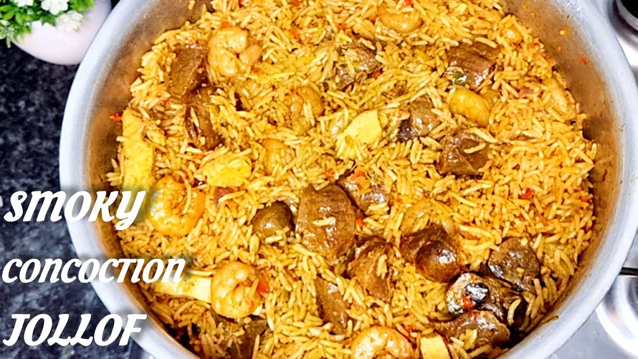 How to Cook Smoky Concoction Jollof Rice with Gizzard Concoction Rice