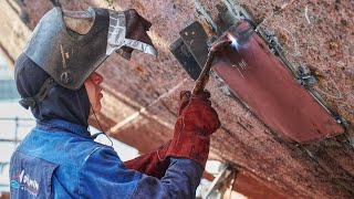 BOATBUILDING  Repairing a HOLE in a STEEL Hull!