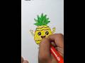 Cute Pineapple Drawing 🍍 | Easy Kawaii Fruit Drawing for Beginners