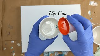 flip cup pour painting | Turquoise and orange
