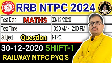 RRB NTPC December 30, 2020 Shift 1 Maths Paper Solution | RRB NTPC 2024 PRAKASH SIR