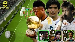 GAMEPLAY com Vini jr Neymar e Maradona Ataque OUSADIA e ALEGRIA no eFootball 2024 Mobile