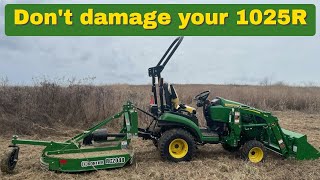 E19: John Deere 1025R and the Frontier RC2048 brush hog - Selecting the right size rotary cutter.