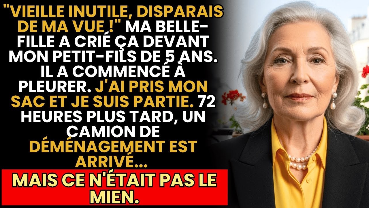 Mon petit-fils de cinq ans pleurait, les mains sur les oreilles, pendant que ma belle-fille me hurlait : « Vieille inutile, disparais de ma vue ! » Mon fils, lui, baissait la tête, incapable de me...