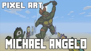 minecraft PIXEL ART   tmnt michael angelo SPEED UP