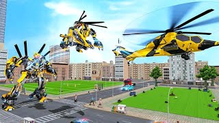 Helicopter Robot Transformation War Games | Robot Perang Helikopter | Rution Games screenshot 2