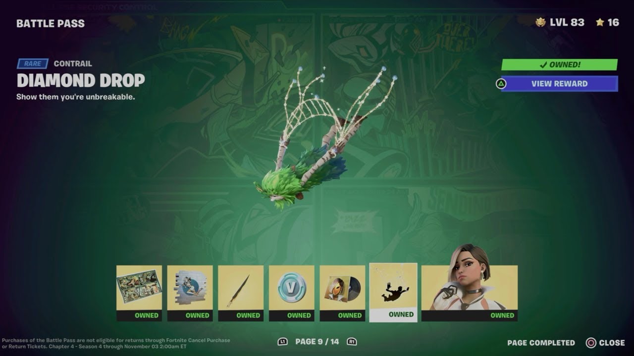 How to Unlock Diamond Drop Contrail in Fortnite | Battle Pass Rewards Page 9