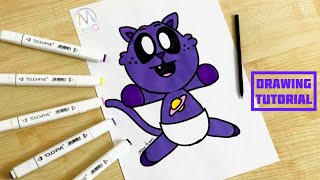 How to draw CatNap Junior / Game Toons / Smilling Critters