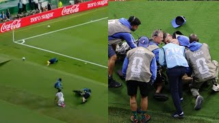 Abdukodir Khusanov collided with the camera operator & got yellow card, Uzbekistan vs Colombia 