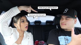 PICKING UP MY GIRLFRIEND SMELLING LIKE ANOTHER WOMAN PRANK! * BAD IDEA *