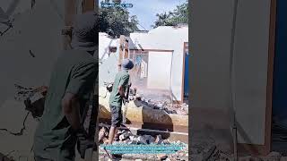 Satisfying Demolition: Watching a Brick Wall Crumble Under Manual Force #construction #shortsfeed