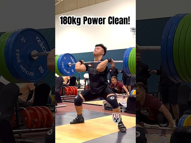 Rahmat Erwin Abdullah (73kg 🇮🇩) 180kg / 396lbs Power Clean & Jerk ! #powerclean #weightlifting class=