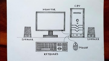 Computer Parts Drawing | Main Parts of Computer drawing easy steps | How to Draw Computer Parts