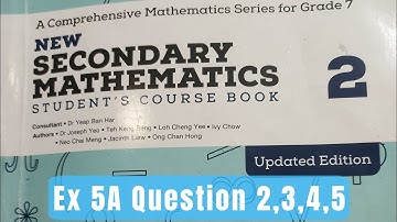 Exercise 5A Question No 3, 4, 5 APS Maths 7th New Secondary Mathematics 2 APS Class 7 Number Pattern