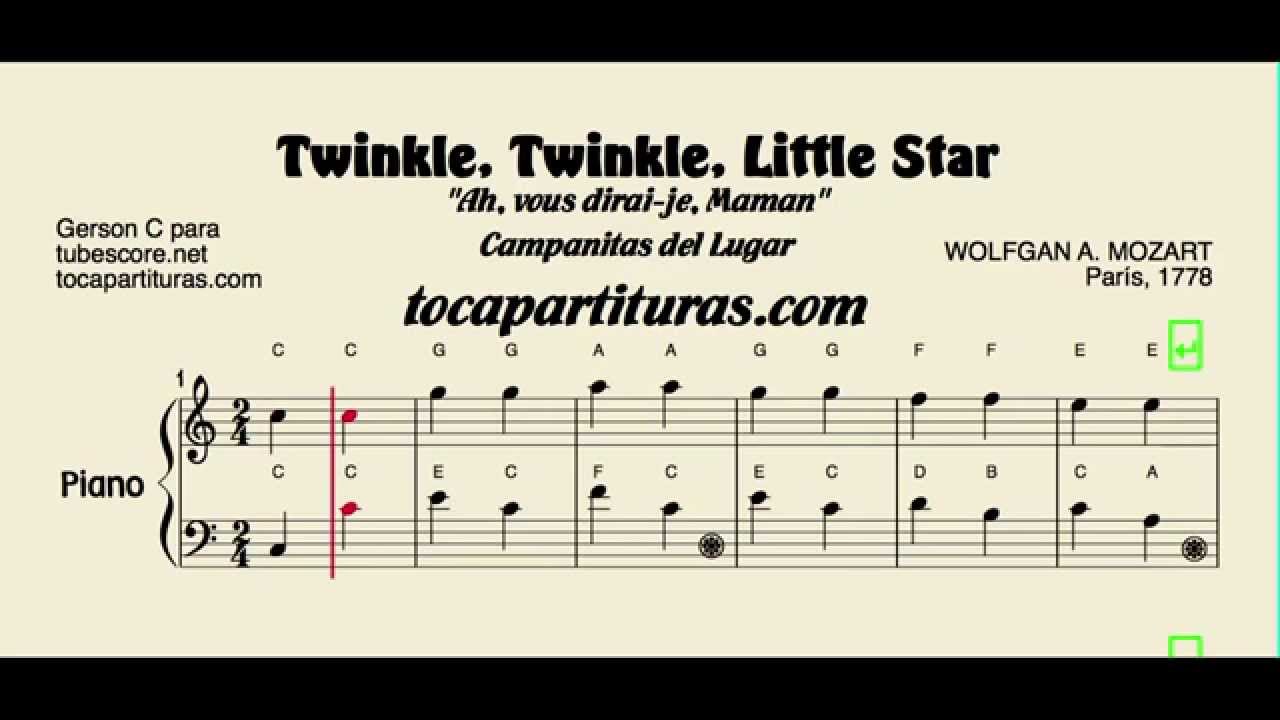 Twinkle Twinkle Little Star Easy Sheet Music for Piano ...