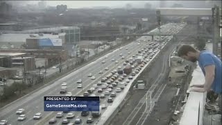 Window Washers Make Surprise Appearance On WBZ Traffic Report