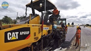 Cat AP655F  asphalt and road widening (SOUND) In Action
