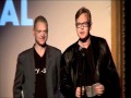 The MOJO Medal presented to Mute's Daniel Miller by Andy Bell and Andrew Fletcher