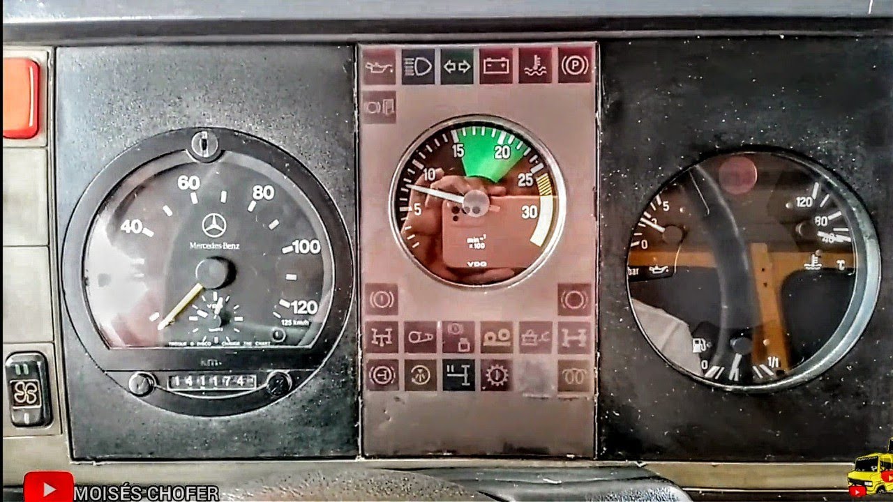 painel da MB 710 Botões e luzes e funções do painel do Mercedes Benz 710 2001