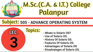 505 | L3 | AOS | Basic Information about Solaris Operating System | BY VGP