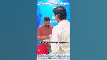 🎉Huge congratulations to Animesh QA Engineer at a top company🏅 | Besant Technologies Marathahalli