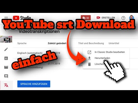 Youtube srt Download im neuen YouTube Studio