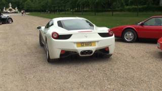 A few scenes of this beautiful white ferrari 458 italia. seen driving
slowly through crowds other ferraris, and inside out the car. sh...