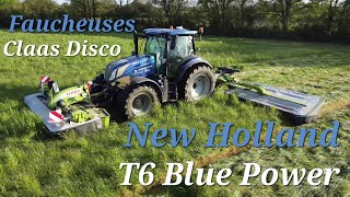 New Holland T6 Blue Power 180 à la fauche 😍