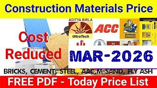 Free Pdf of today construction materials price  | today material price | cement,tmt,price today