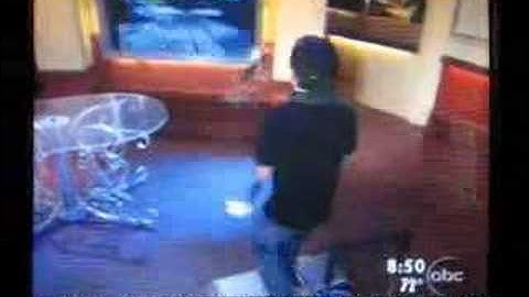 A kid juggling with fire and playing DDR on news