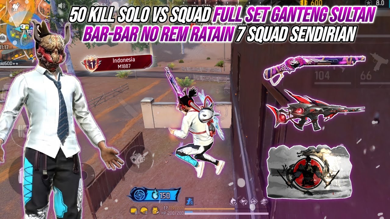 50 KILL SOLO VS SQUAD FULL SET GANTENG SULTAN !!! BAR-BAR NO REM RATAIN 7 SQUAD SENDIRIAN 🔥🔥🔥
