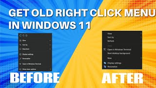 Enable Old Desktop Right Click Context menu in Windows 11 | Disable Windows 11 New Context Menu by Techno Fobia 108 views 2 years ago 1 minute, 43 seconds