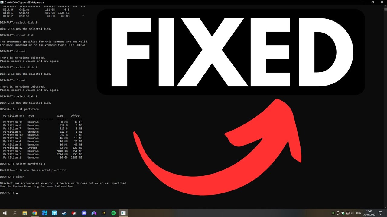 Fix Diskpart Has Encountered An Error On Windows - YouTube