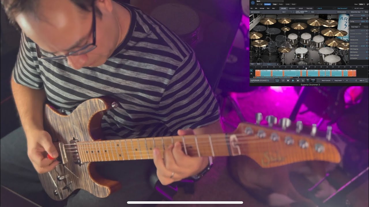 Jamming over the Toontrack Superior Drummer Area 33 SDX