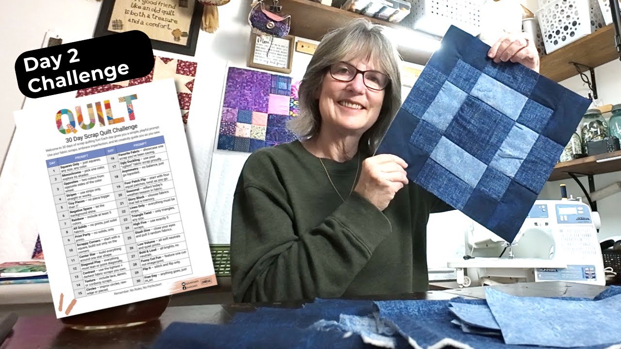 Преобразите свою лоскутную ткань! Простой однотонный блок античной плитки QAYG (30-дневный марафо...