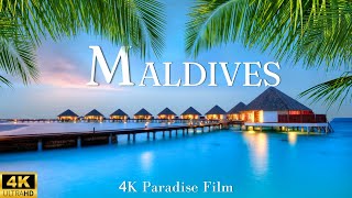 FLYING OVER MALDIVES (4K UHD) - Beautiful natural movie calming music to relieve stress