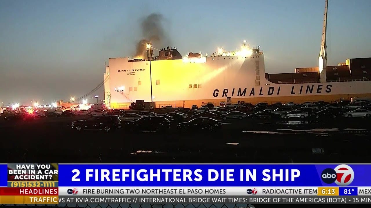 2 firefighters die while battling blaze aboard ship in New Jersey - YouTube