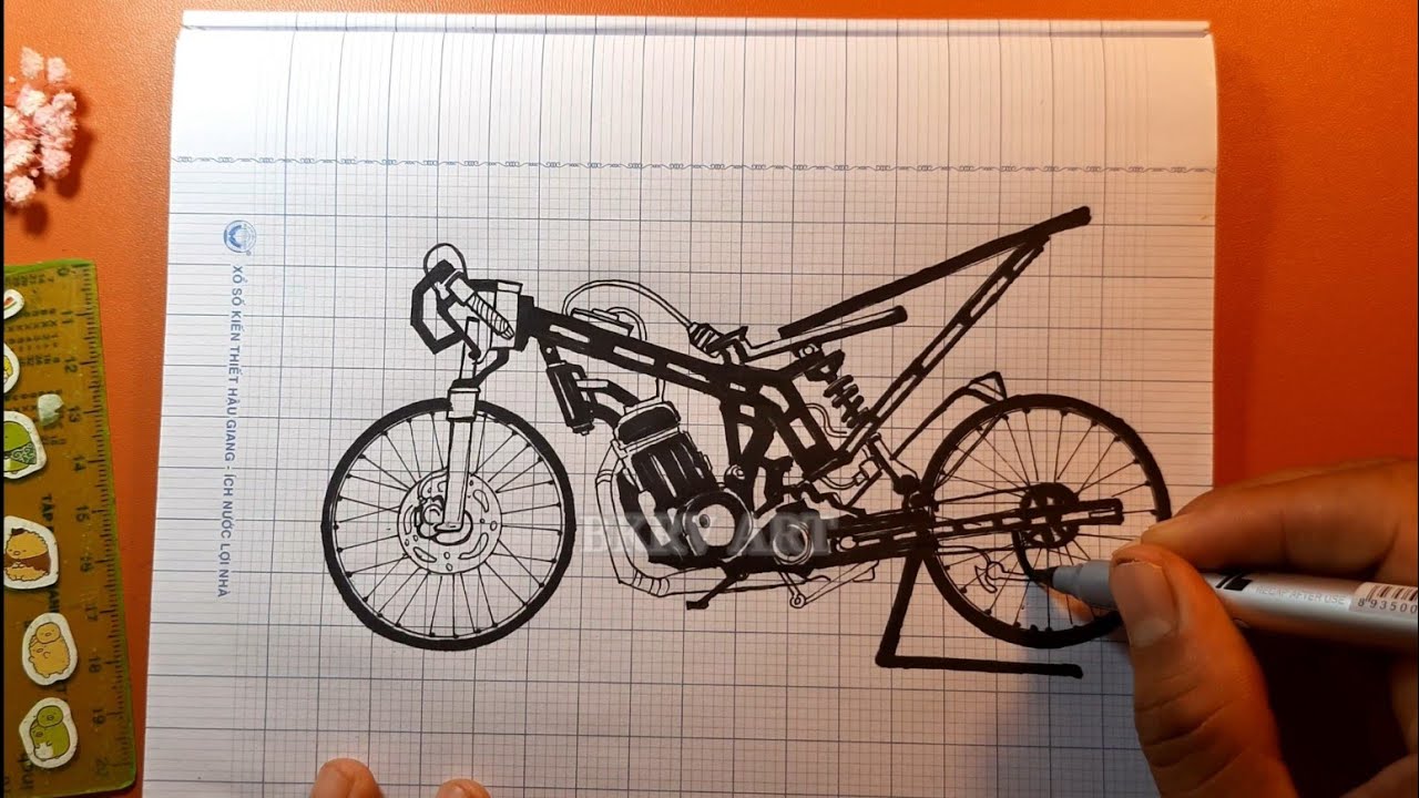 draw motorcycles: sonic | draw custom motorcycle | bkrv art - YouTube