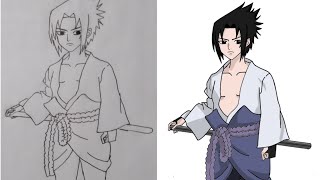 رسم ساسكي من انمي ناروتو(Naruto shippuden)