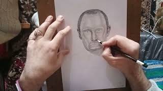 Putin VV in 5 minutes.Pencil drawing.